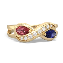 Pink Tourmaline Diamond Infinity 14K Yellow Gold ring R5390