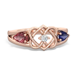 Pink Tourmaline Hearts Intertwined 14K Rose Gold ring R5880