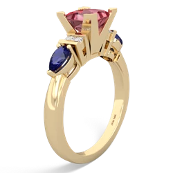 Pink Tourmaline 6Mm Princess Eternal Embrace Engagement 14K Yellow Gold ring C2002