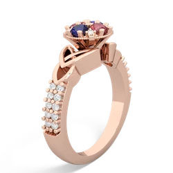 Pink Tourmaline Celtic Knot Cluster Engagement 14K Rose Gold ring R26443RD