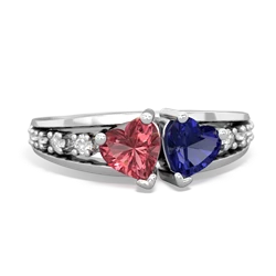 Pink Tourmaline Heart To Heart 14K White Gold ring R3342