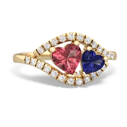 Pink Tourmaline Mother And Child 14K Yellow Gold ring R3010