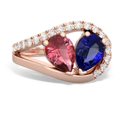 Pink Tourmaline Nestled Heart Keepsake 14K Rose Gold ring R5650