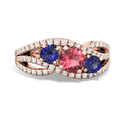 Pink Tourmaline Three Stone Aurora 14K Rose Gold ring R3080