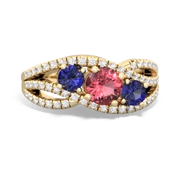 Pink Tourmaline Three Stone Aurora 14K Yellow Gold ring R3080