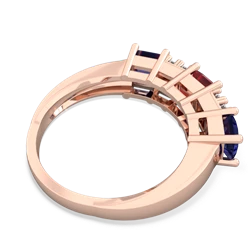 Pink Tourmaline Three Stone Diamond Cluster 14K Rose Gold ring R2592