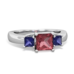 Pink Tourmaline Three Stone Trellis 14K White Gold ring R4015