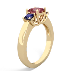 Pink Tourmaline Three Stone Trellis 14K Yellow Gold ring R4015