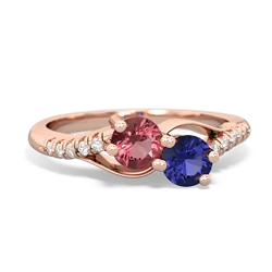 Pink Tourmaline Infinity Pave Two Stone 14K Rose Gold ring R5285