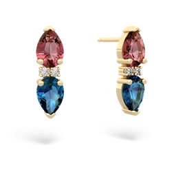 Pink Tourmaline Bowtie Drop 14K Yellow Gold earrings E0865