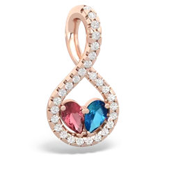 Pink Tourmaline Pave Twist 'One Heart' 14K Rose Gold pendant P5360