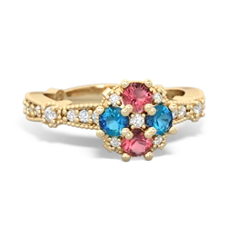 Pink Tourmaline Sparkling Tiara Cluster 14K Yellow Gold ring R26293RD