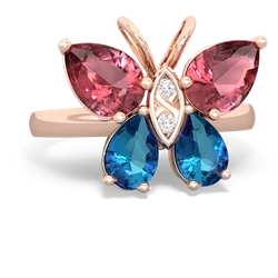 Pink Tourmaline Butterfly 14K Rose Gold ring R2215