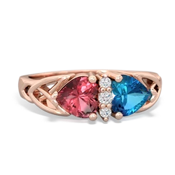 Pink Tourmaline Celtic Knot Double Heart 14K Rose Gold ring R5040