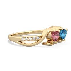 Pink Tourmaline Side By Side 14K Yellow Gold ring R3090