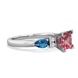 Pink Tourmaline 6Mm Princess Eternal Embrace Engagement 14K White Gold ring C2002