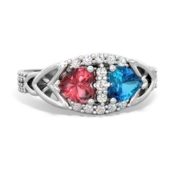 Pink Tourmaline Sparkling Celtic Knot 14K White Gold ring R2645