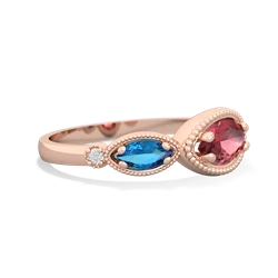 Pink Tourmaline Milgrain Marquise 14K Rose Gold ring R5700