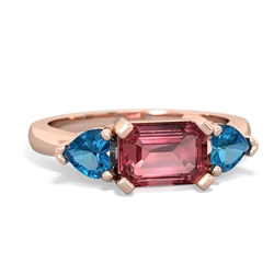 Pink Tourmaline Three Stone 14K Rose Gold ring R5235