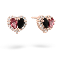 Pink Tourmaline Halo 14K Rose Gold earrings E7008