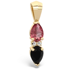 Pink Tourmaline Bowtie Drop 14K Yellow Gold pendant P0865