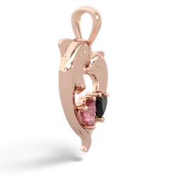 Pink Tourmaline Dolphin Heart 14K Rose Gold pendant P5820