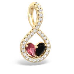 Pink Tourmaline Pave Twist 'One Heart' 14K Yellow Gold pendant P5360