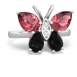 Pink Tourmaline Butterfly 14K White Gold ring R2215