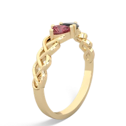 Pink Tourmaline Heart To Heart Braid 14K Yellow Gold ring R5870