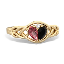 Pink Tourmaline Celtic Love Knot 14K Yellow Gold ring R5420