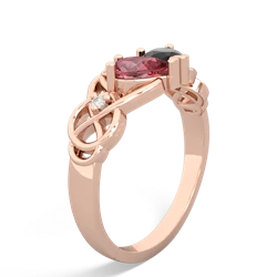 Pink Tourmaline 'One Heart' Celtic Knot Claddagh 14K Rose Gold ring R5322