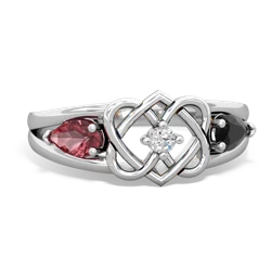 Pink Tourmaline Hearts Intertwined 14K White Gold ring R5880