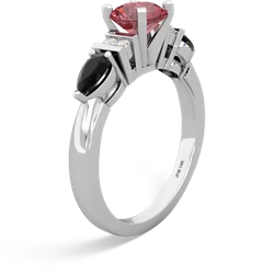 Pink Tourmaline 6Mm Round Eternal Embrace Engagement 14K White Gold ring R2005