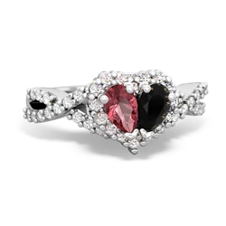 Pink Tourmaline Diamond Twist 'One Heart' 14K White Gold ring R2640HRT