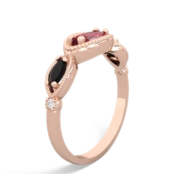 Pink Tourmaline Milgrain Marquise 14K Rose Gold ring R5700