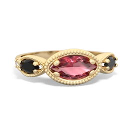 Pink Tourmaline Milgrain Marquise 14K Yellow Gold ring R5700