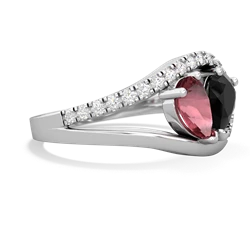 Pink Tourmaline Nestled Heart Keepsake 14K White Gold ring R5650