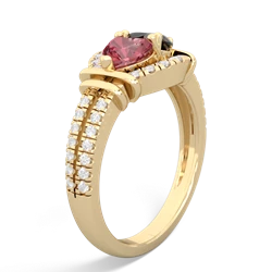 Pink Tourmaline Art-Deco Keepsake 14K Yellow Gold ring R5630