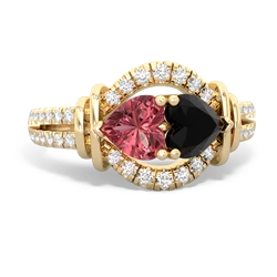 Pink Tourmaline Art-Deco Keepsake 14K Yellow Gold ring R5630