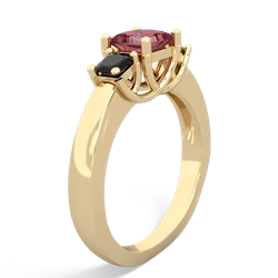 Pink Tourmaline Three Stone Trellis 14K Yellow Gold ring R4015