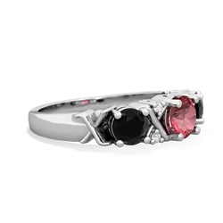 Pink Tourmaline Hugs And Kisses 14K White Gold ring R5016