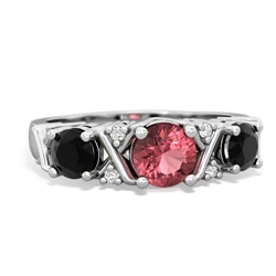 Pink Tourmaline Hugs And Kisses 14K White Gold ring R5016