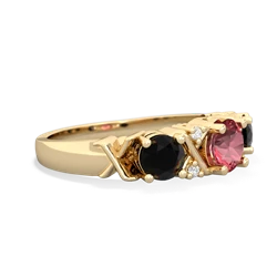 Pink Tourmaline Hugs And Kisses 14K Yellow Gold ring R5016