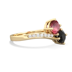 Pink Tourmaline Channel Set Two Stone 14K Yellow Gold ring R5303