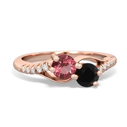 Pink Tourmaline Infinity Pave Two Stone 14K Rose Gold ring R5285