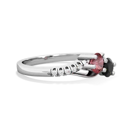 Pink Tourmaline Infinity Pave Two Stone 14K White Gold ring R5285