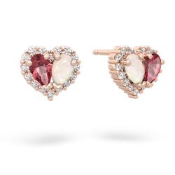 Pink Tourmaline Halo 14K Rose Gold earrings E7008