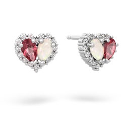 Pink Tourmaline Halo 14K White Gold earrings E7008