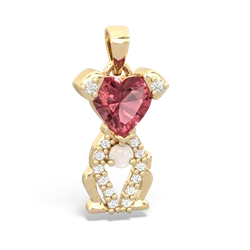 Pink Tourmaline Puppy Love 14K Yellow Gold pendant P5800