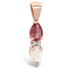 Pink Tourmaline Bowtie Drop 14K Rose Gold pendant P0865